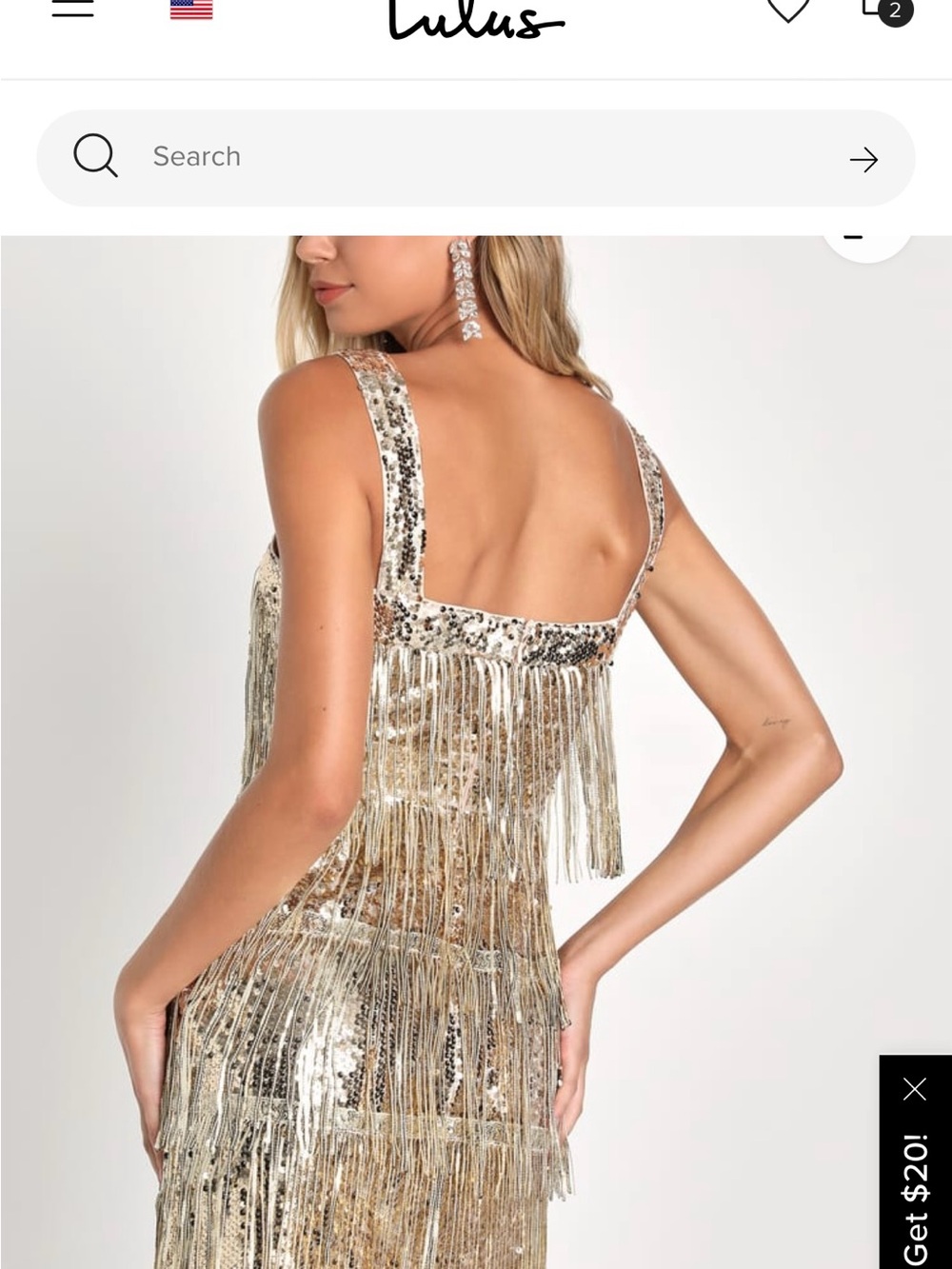 Lulu's Gold Sequin Fringe Mini Dress
